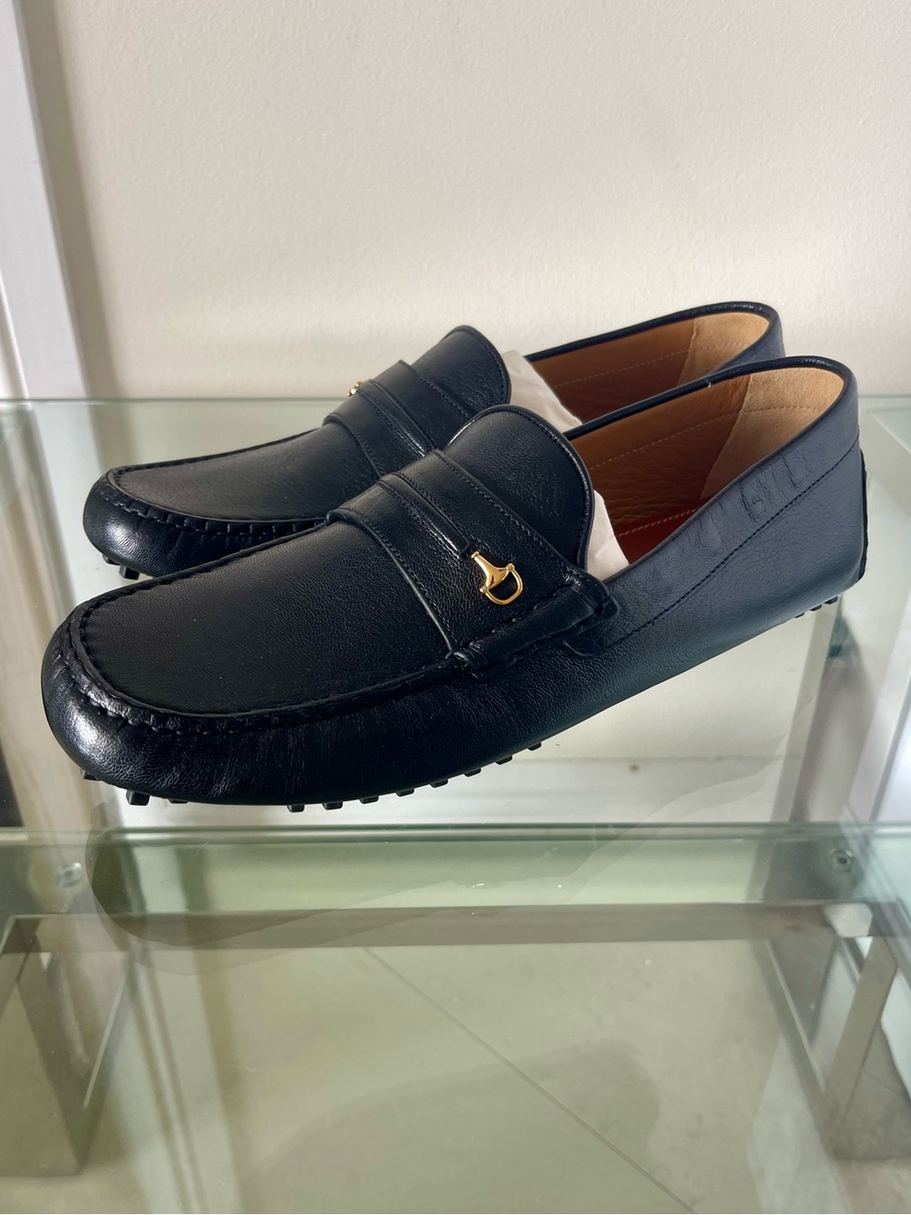 GUCCI Quentin Horsebit Driving Loafers Black Leather Gucci 10 / US 10.5